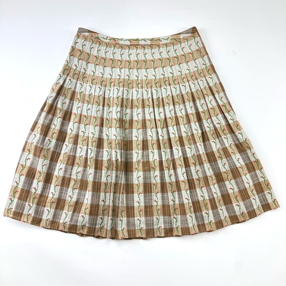 Free People pleated cotton skirt Aline rose vine Fits 28 inch lined checked - Picture 11 of 11